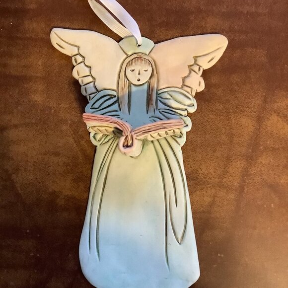 SYDELL Riverplace Pottery Pastel 3D Angel Wall Hanging Signed 1997 9.5in - Picture 6 of 15